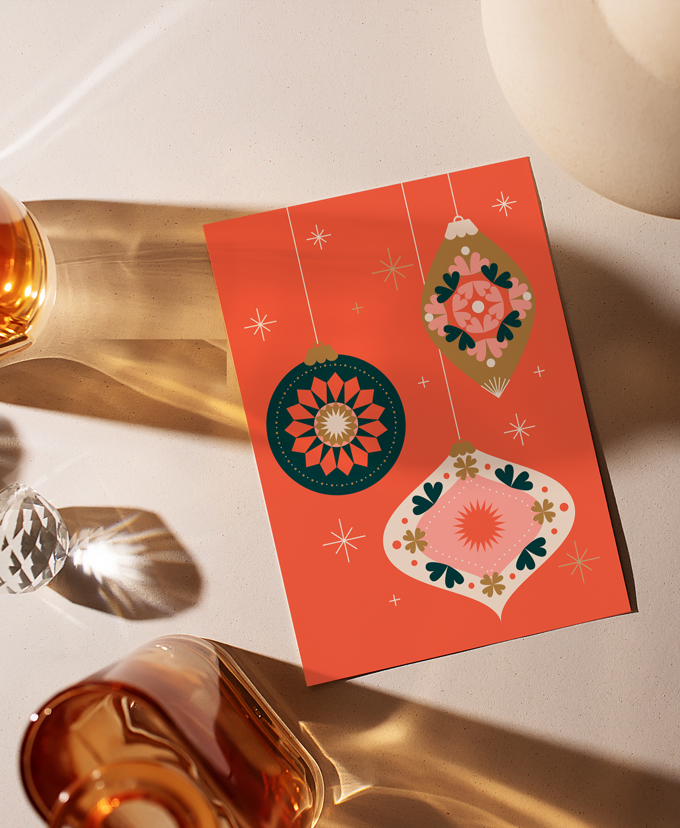 Baubles Xmas Card Large