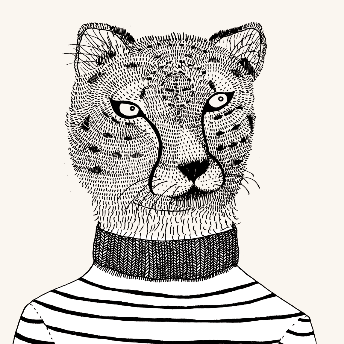 Cheetah and Giraffe people as animals illustrated artwork by Lauren Fowler