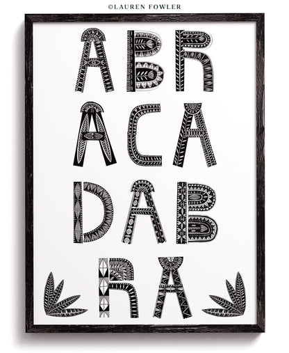 Hand illustrated Abracadabra A2 artwork by Lauren Fowler