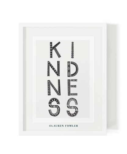 A3 Kindness Art print black colour
