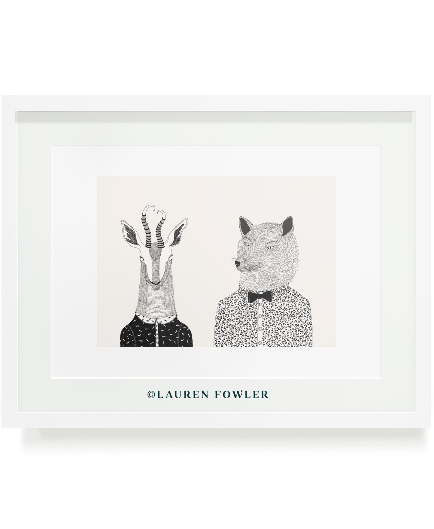 Bokkie and Wolf people as animals illustrated artwork by Lauren Fowler