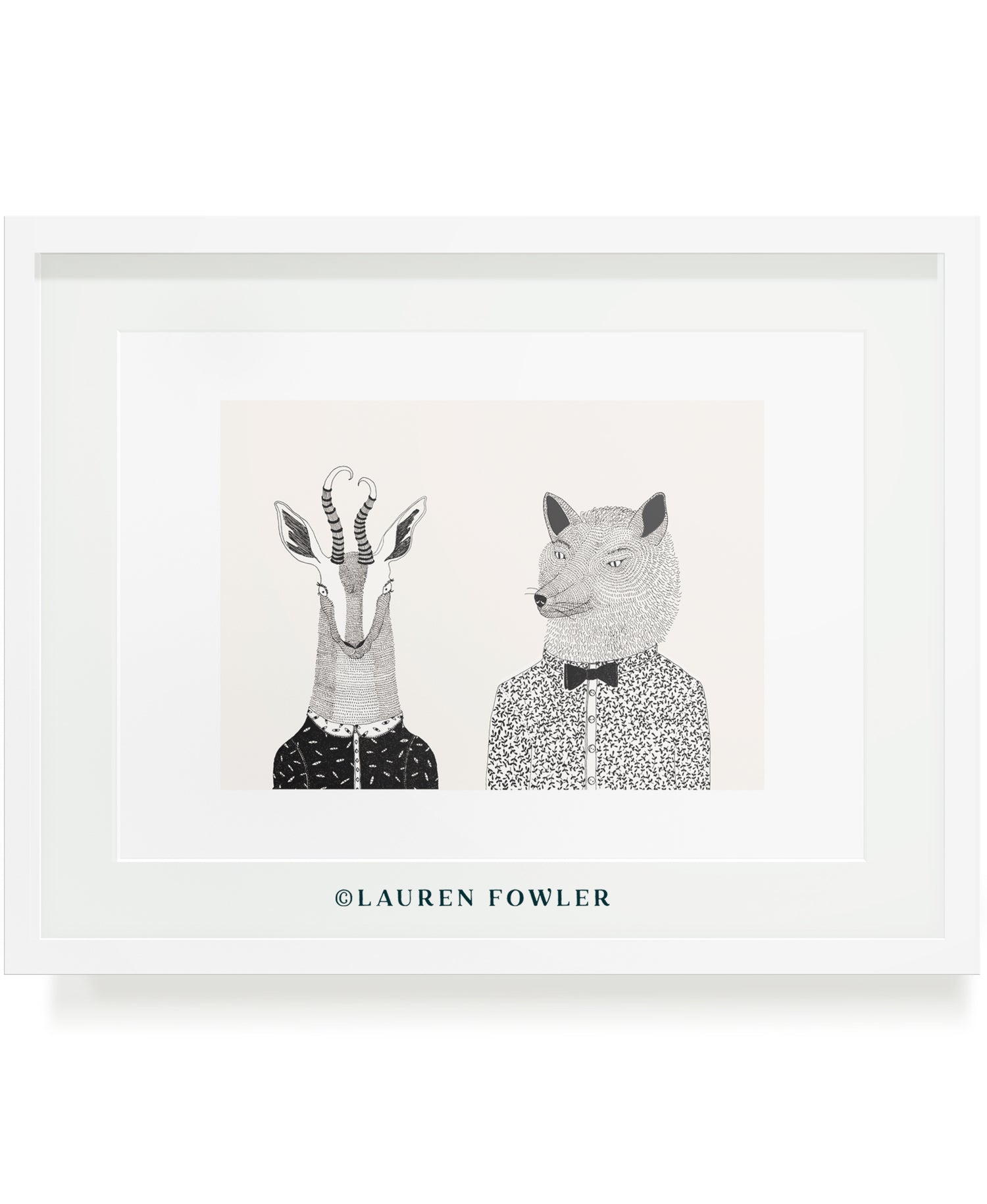 Bokkie and Wolf people as animals illustrated artwork by Lauren Fowler