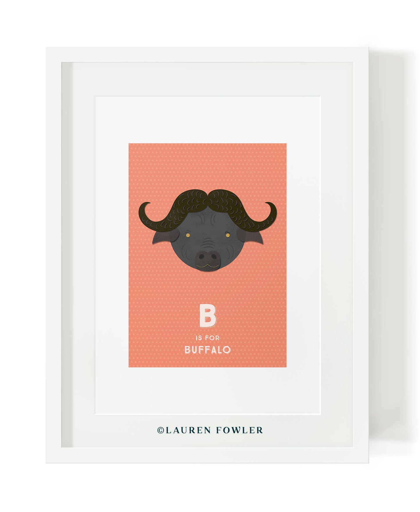 South African Big Five Buffalo illustrated artwork by Lauren Fowler