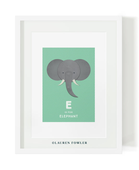 South African Big Five Elephant illustrated artwork by Lauren Fowler