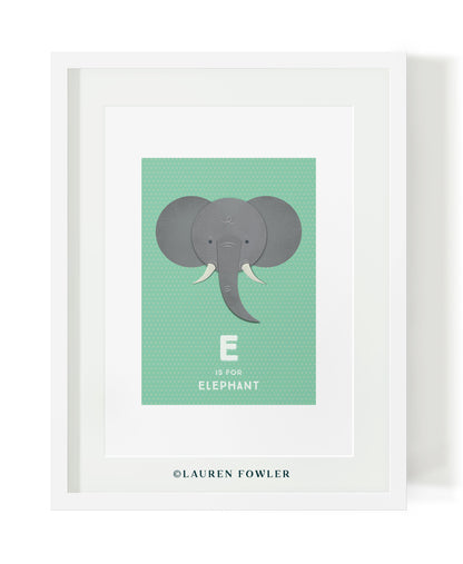 South African Big Five Elephant illustrated artwork by Lauren Fowler