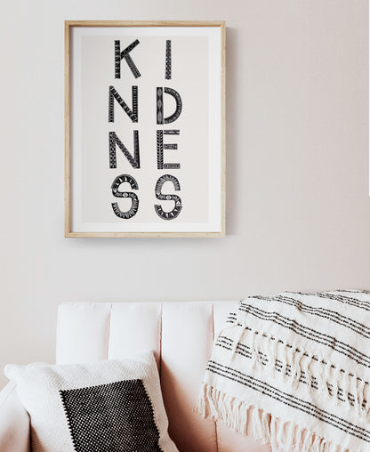 Kindness Art print black colour