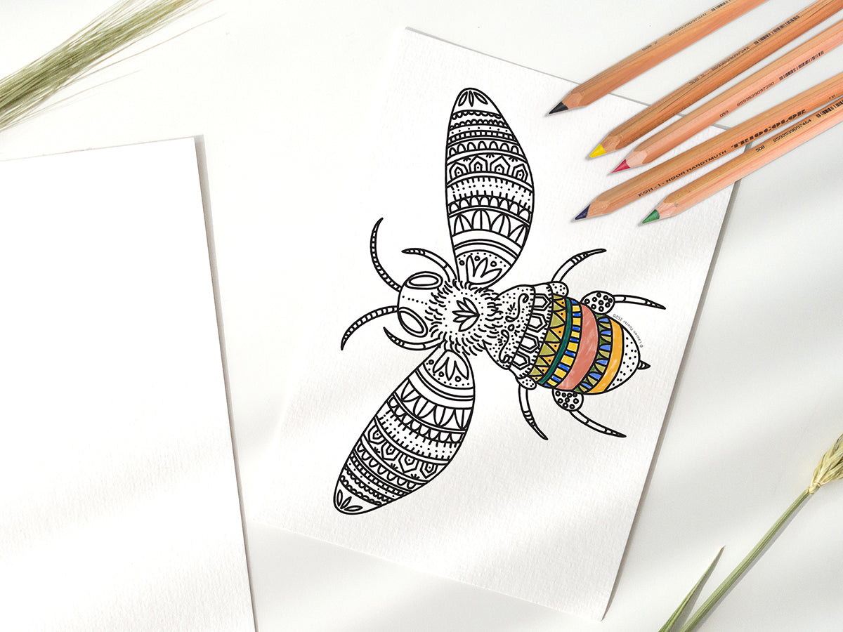 Free Colouring in Page - Bee