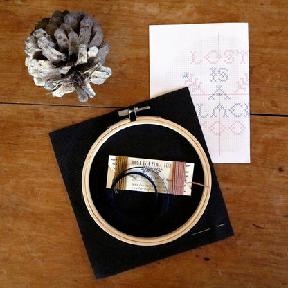 Lost is a Place Too DIY cross stitch kit by Lauren Fowler